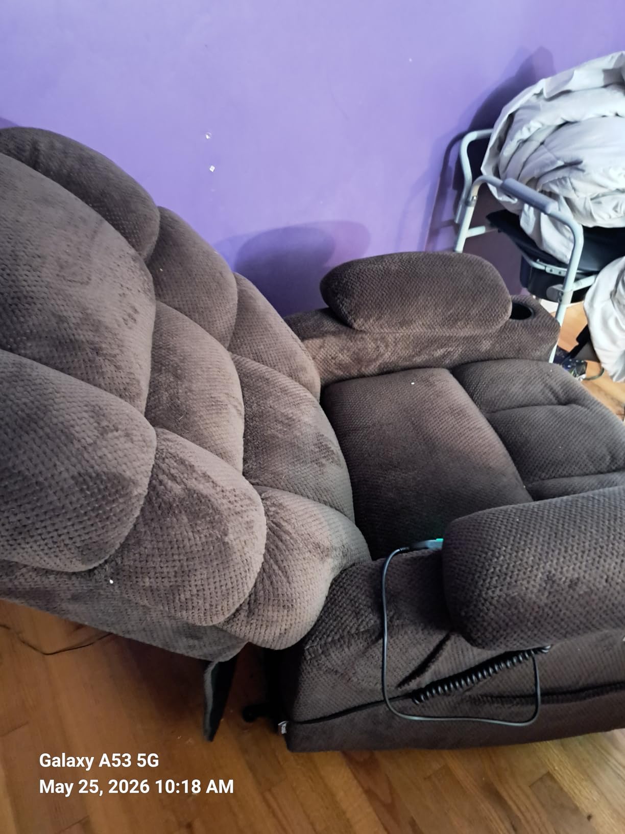 MCombo 3 Motor Large Power Lift Recliner for Elderly, Massage & Heat, 7634 - Lay Flat, Infinite Position, Power Headrest, USB Ports, Cup Holders, Pockets, Fabric (Grey) customer photo 2