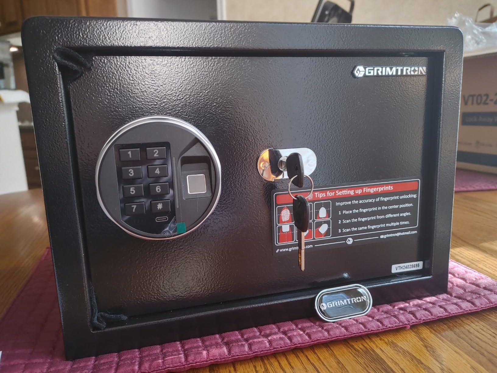Grimtron 32LB Biometric 4 Pistols Safe with Fingerprint Lock, 3-8 Digit PIN | 2-in-1 Storage for 4 Pistols & Valuables, 1.71 Cu Ft Capacity, 30 Fingerprints, All-Metal Knob, Silent Mode & Type-C Power customer photo 2