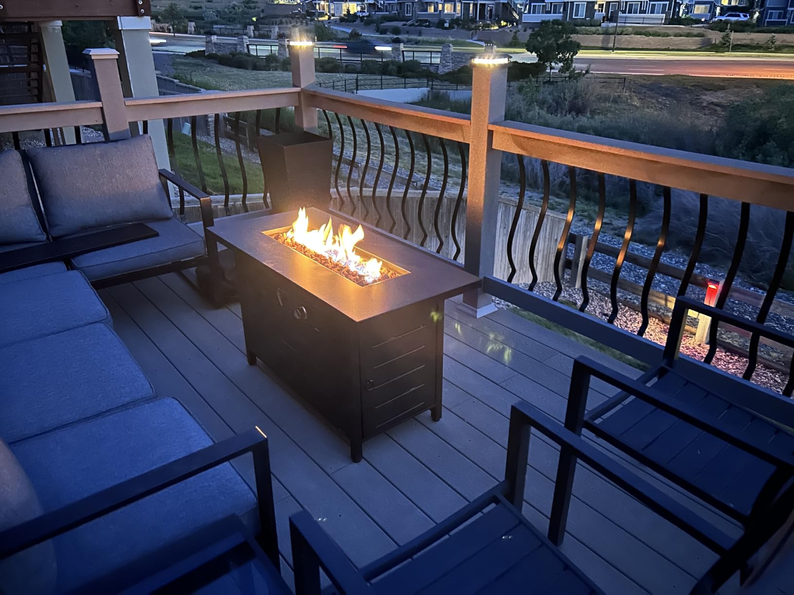 Ciays 28Inch Propane Fire Pit Table, 50,000 BTU Outdoor Gas Fire Pit Table CSA-Certified for Outside Patio with Removable Lid and Lava Rocks, Add Warmth and Ambience to Parties, Backyard, Garden customer photo 1