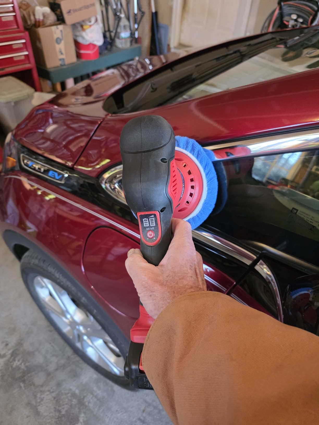 Protmex Cordless Car Buffer Polisher w/ 2x2000mAh 21V Batteries, Orange | 6 Inch Car Buffer Waxer Kit, Car Polishing Machine w/Extra 18 PCS Attachments & 6 Variable Speeds customer photo 1