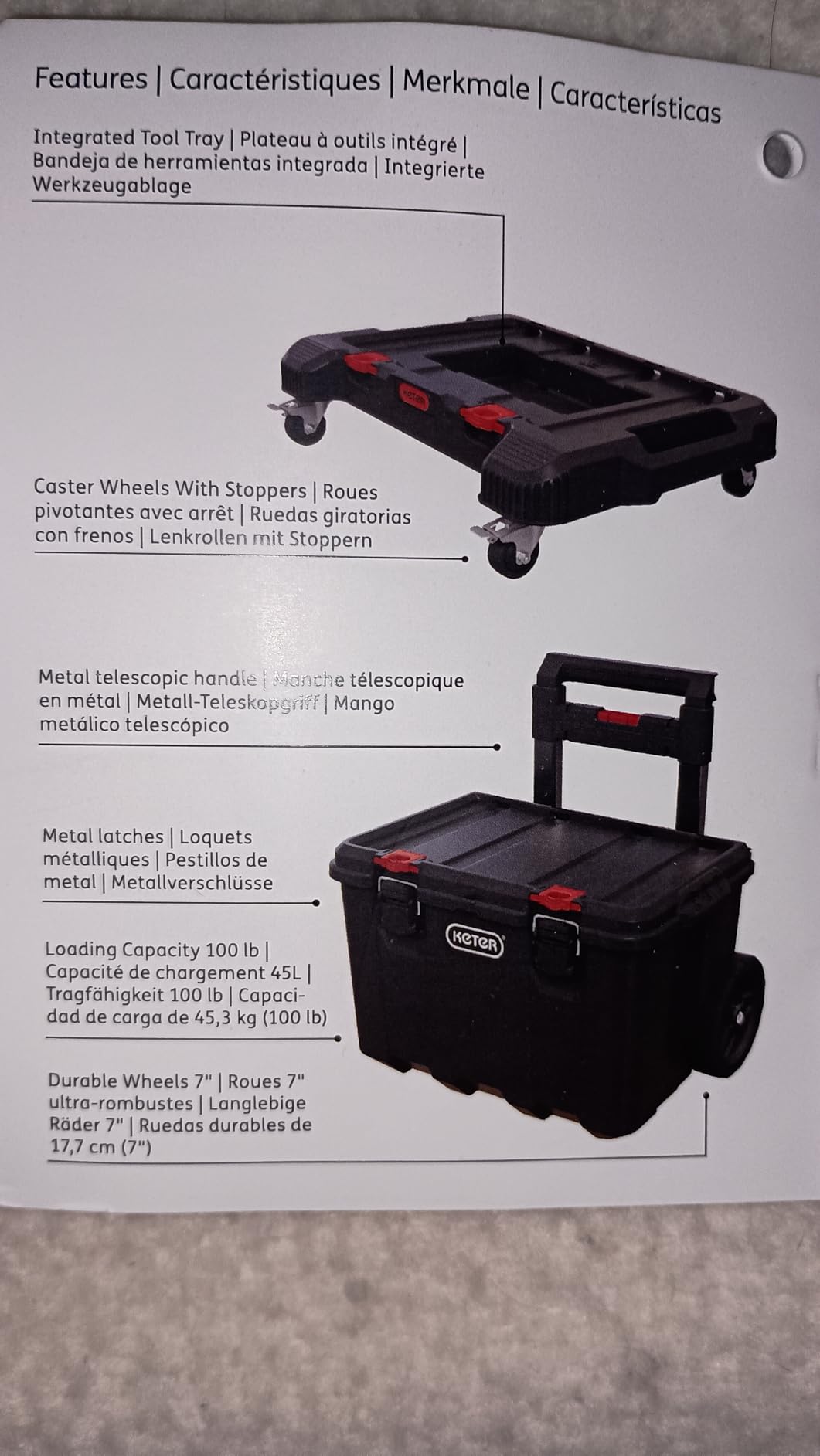 Keter Stack N Rolling Tool Box Modular Storage System 3 Piece | Black and Red, Heavy Duty, Weatherproof, All Terrain Wheels, Durable, Easy to Use, Telescoping Handle customer photo 1