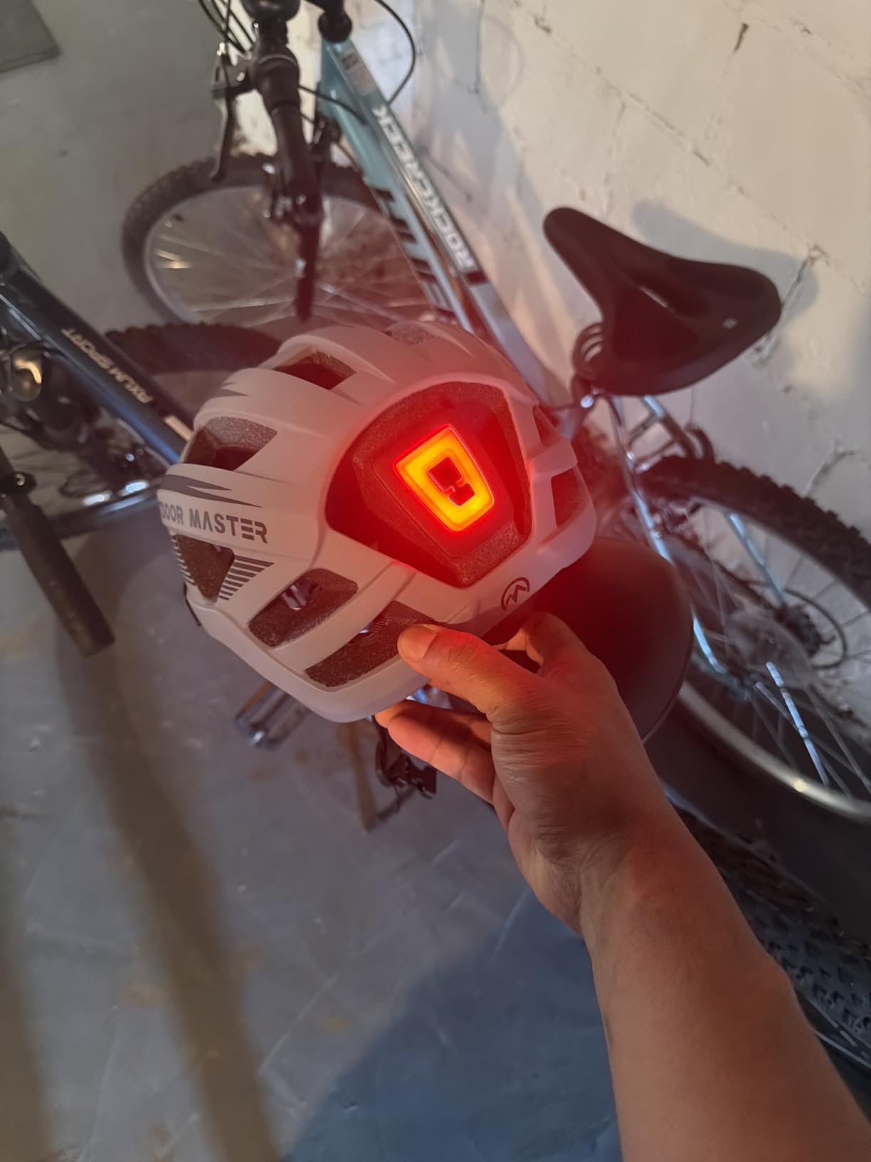 OutdoorMaster Adult Bike Helmet LED Light & Magnetic Goggles | Rechargeable Rear LED Light, Detachable Magnetic Goggles, Removable Sun Visor, Breathable Padding, Lightweight, Fit Well customer photo 2