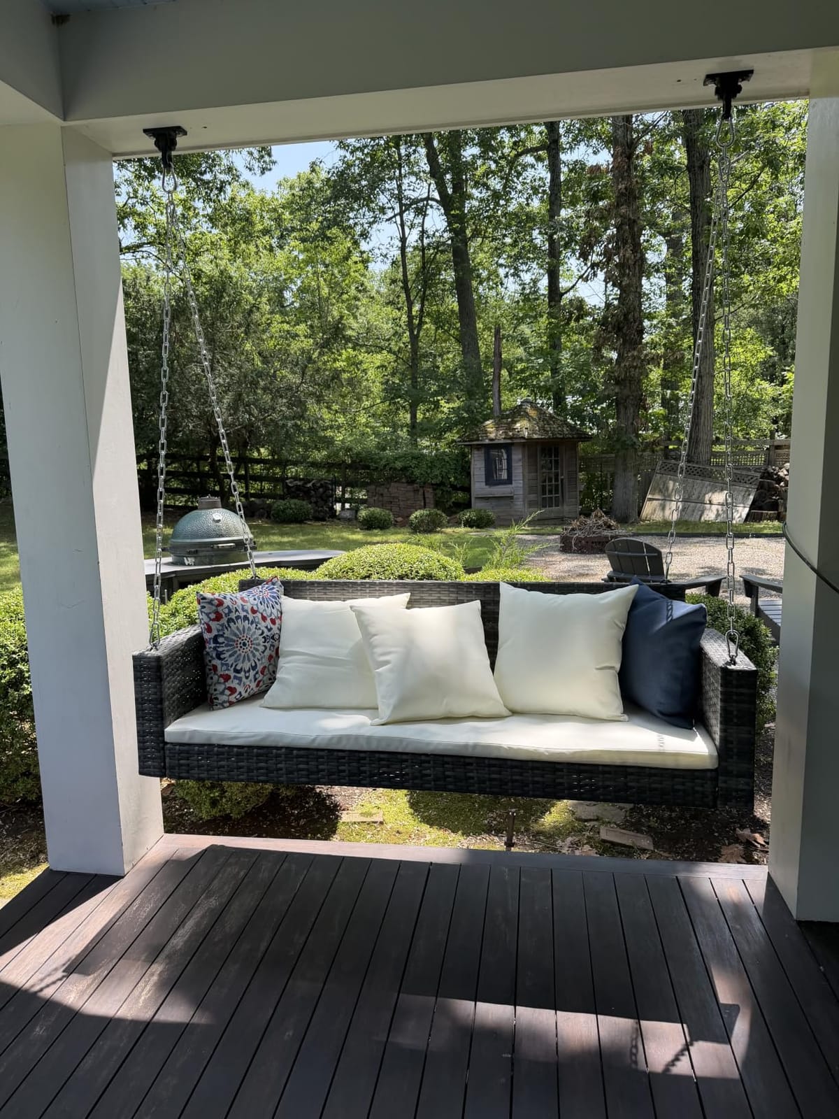 VINGLI 4Ft Rattan Swing Bench, Outdoor Wicker Hanging Porch Swing (Grey) | 2 Person Patio Bench Swings, Adult Swing for Garden, Yard, Lawn, Patio, Heavy Duty 800 LBS Outdoor Swing with Cushion&Chains customer photo 1