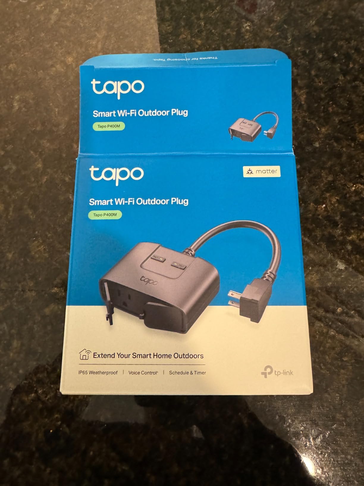 Tapo Matter Outdoor Smart Plug, 2 Individual Outlets, P400M | IP65 Weather Resistance, Works with Apple Home, Alexa, Google Home, Long Wi-Fi Range, 2.4G Wi-Fi Only, ETL Certified customer photo 1