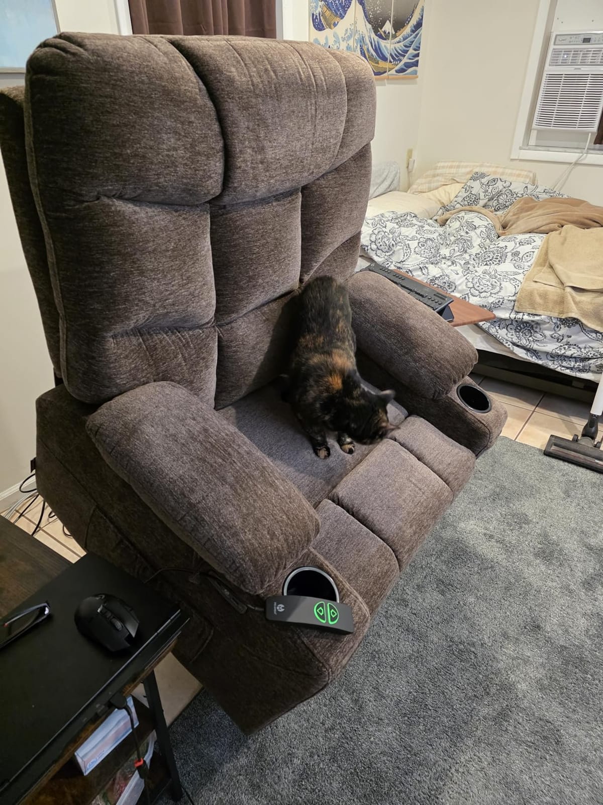 MCombo Oversized Power Lift Recliner Chair with Extended Footrest, Extra Wide for Big and Tall Elderly People, Fabric R7289 (Navy Blue, Medium-Wide) | Assist with Standing, 150° Recline, 26