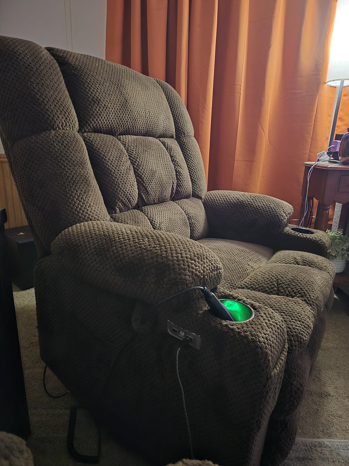 MCombo Oversized Power Lift Recliner Chair for Elderly, Dual Motor Lift Chair with Heat and Massage, Lay Flat Lift Chair for Big and Tall, Cup Holders, Fabric R7891 (Dark Gray, Large-Wide) customer photo 2