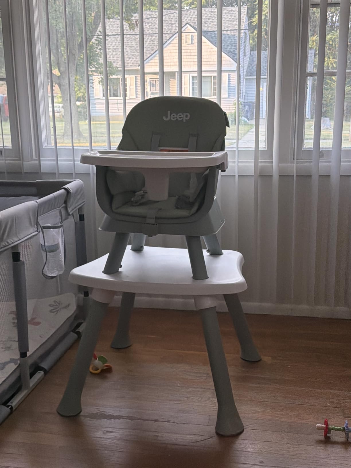 Jeep Milestone 6-in-1 High Chair by Delta Children - High Chair Converts to Stool, Booster Seat, Toddler Chair, Activity Table and Desk and Chair, Sage Green customer photo 2