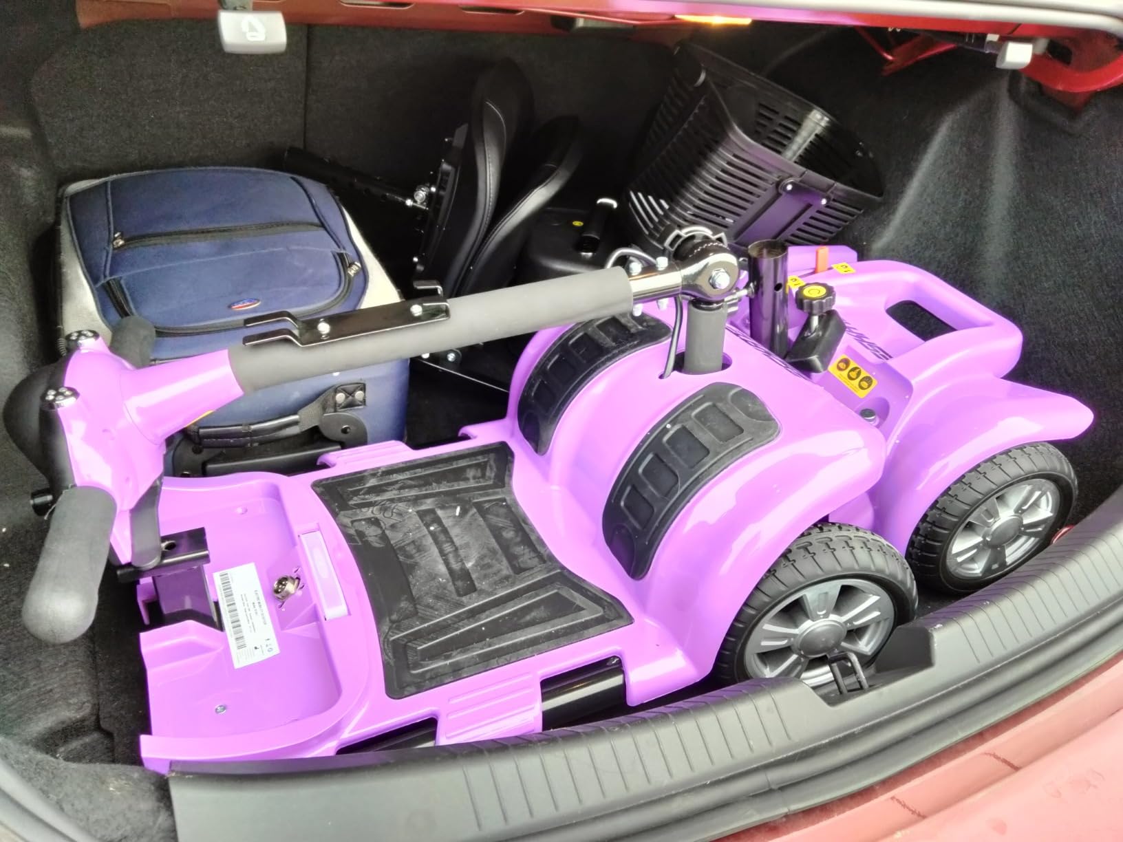 Mobility Scooter for Adults, Senior, 4 Wheels Electric Powered Chargeable Device for Travel, Lightweight and Portable, with LED Headlights and Basket, Charger Included (RED) customer photo 2