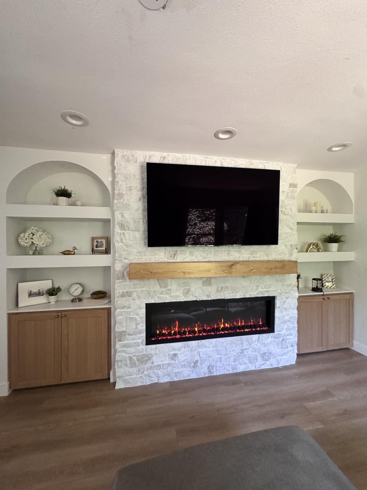 PuraFlame Bernice 60 Inch Smart Linear Electric Fireplace - Clean Hidden Vent Design, Flame with 9 Colors, Recessed in-Wall or Wall-Mount or Free Standing, Compatible with Alexa and Google Assistant customer photo 1