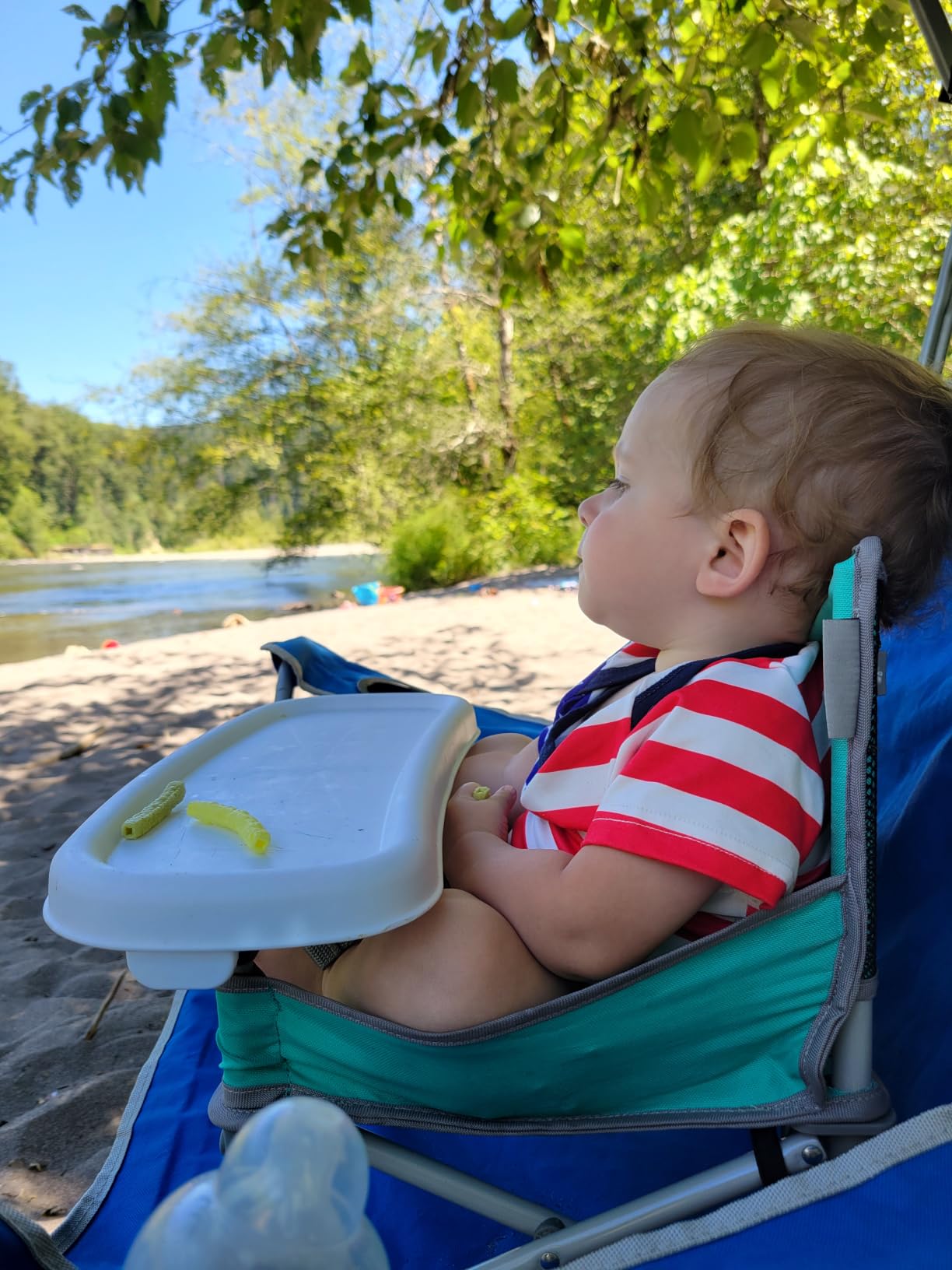 Bright Starts Pop 'N Sit Portable Booster Seat, 3-in-1 Floor Seat, Travel High Chair & Toddler Booster with Feeding Tray, Indoor/Outdoor, Grey, 6 Months-3 Years customer photo 2