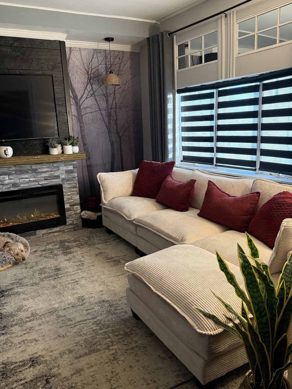 ROWHY 112'' Modular Sectional Cloud Couch with Movable Ottoman, 4 Seat Modern Corduroy Sofa, Deep Seat L Shaped Couch for Living Room Bedroom Apartment, Beige customer photo 1