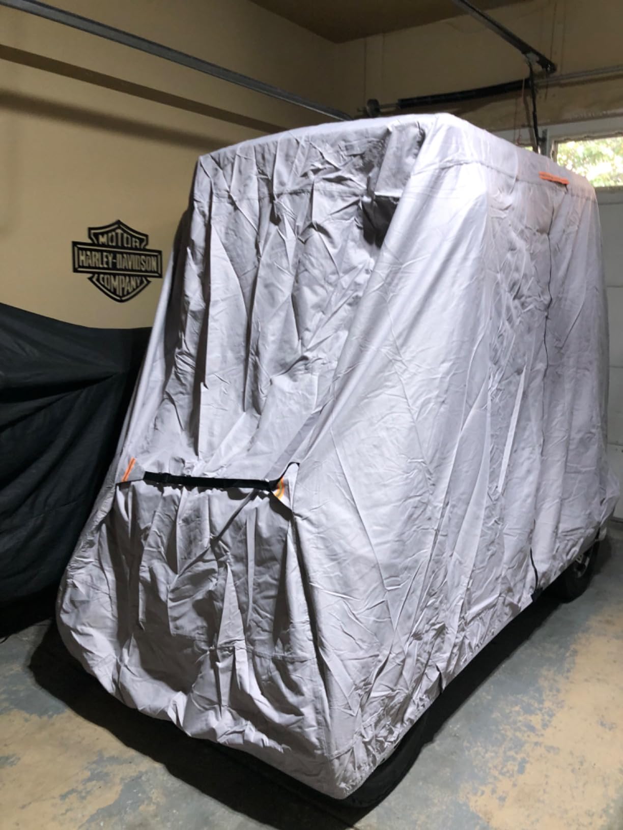 100% Waterproof 1200D Solution-Dyed Golf Cart Cover | Universal Fit Yamaha,Honda,Club Car,EZGO and Most Brand Golf Cart for 2/2+2/4/4+2/6 Seats with Zipper Door,Storage Bag customer photo 1