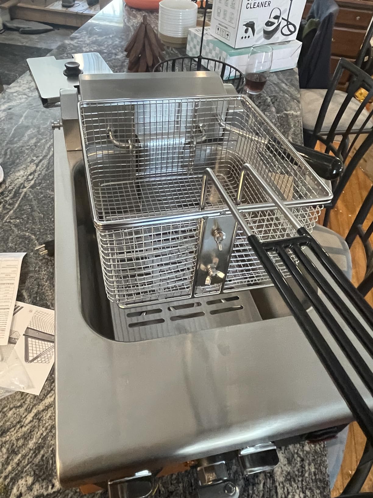Commercial Deep Fryer 3500W Electric Countertop Fryer 25.4Qt Heavy Duty | Large Capacity Stainless Steel Deep Fryers with Double Baskets, Lid and High Legs for Restaurant, UL Certified customer photo 2