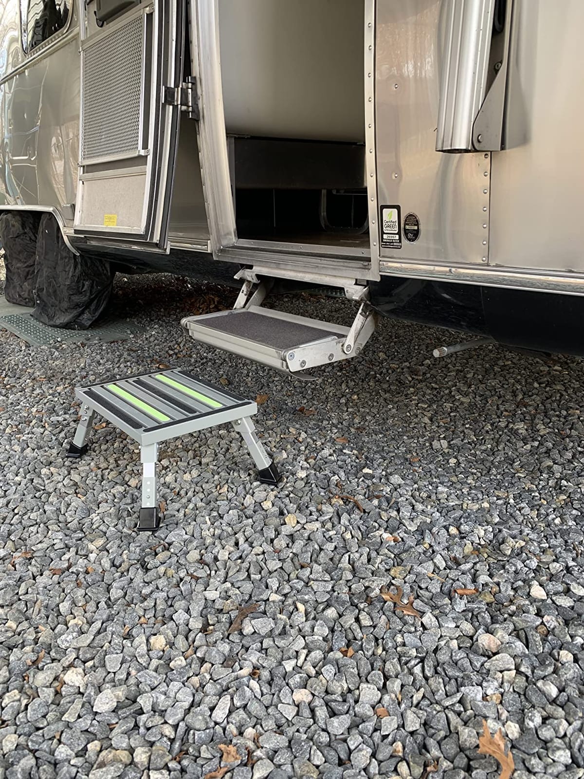 Aluminum RV Step Stool, 4-Level Adjustable Folding, Blue | Folds Flat for Convenient Storage Between Trips customer photo 2