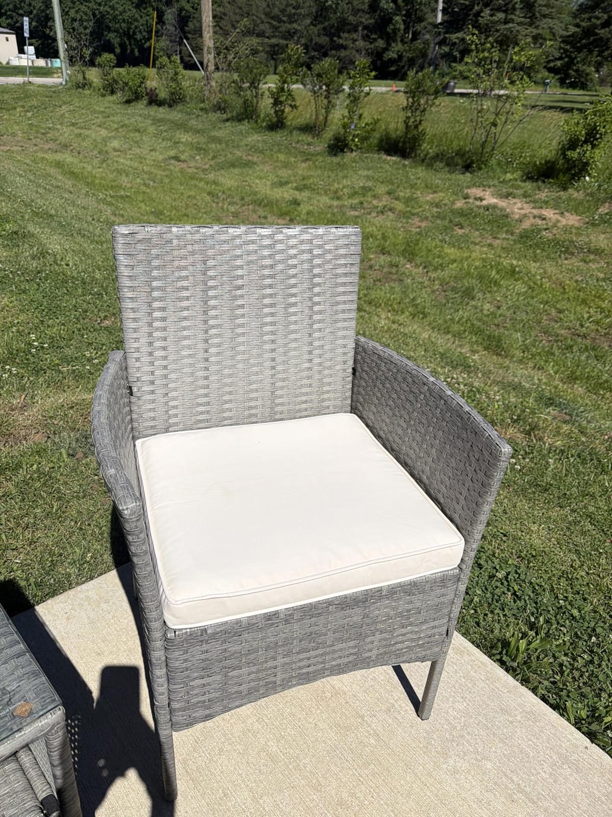 Best Choice Products 3-Piece Outdoor Wicker Conversation Bistro Set, Space Saving Patio Furniture for Garden w/Side Table - Black/Gray customer photo 2