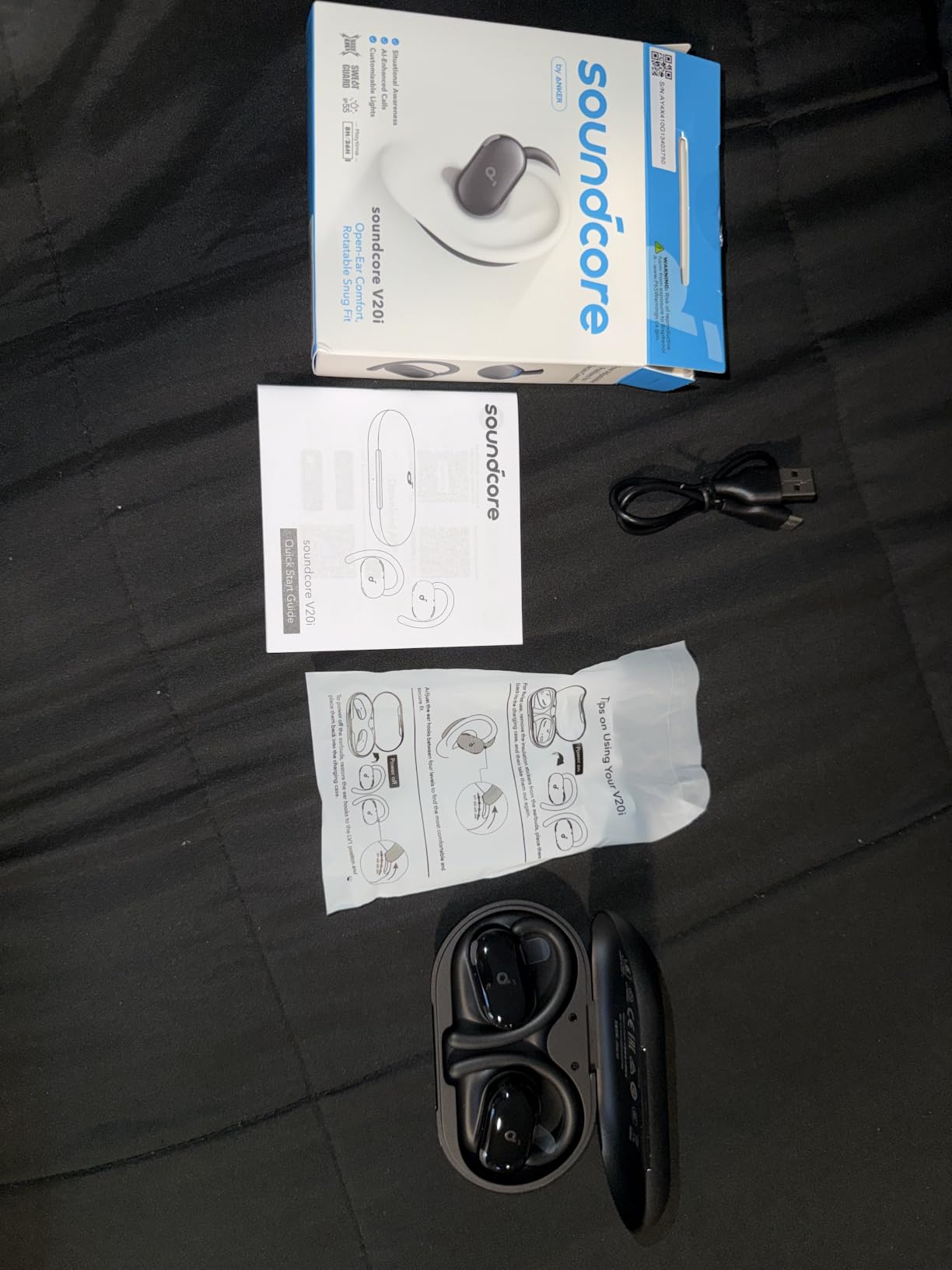 Soundcore V20i by Anker Open Ear Earbuds, Open Ear Headphones True Wireless | Adjustable Hooks, Ultra-Comfort, Snug Fit, Power Sound, Clear Calls, IP55, 36H Playtime, Bluetooth 5.4, Multipoint Connection customer photo 1