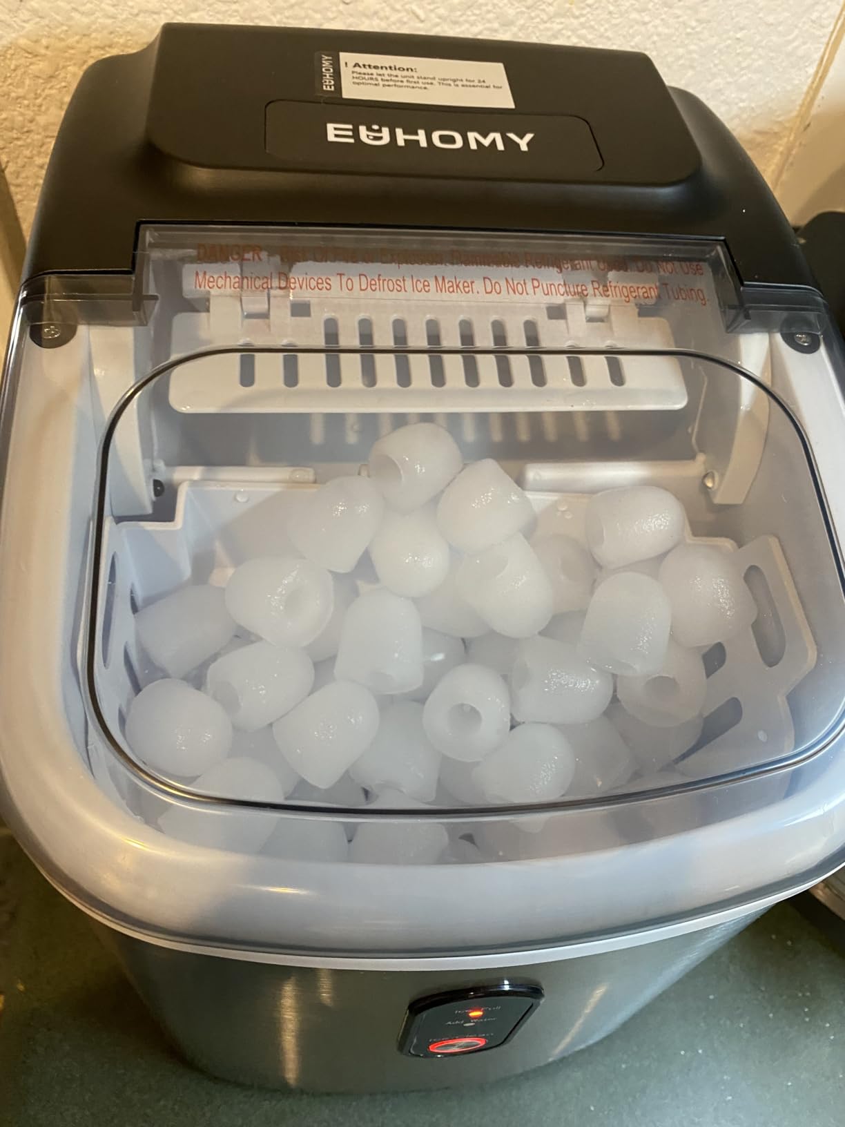 EUHOMY Ice Maker Countertop with Handle, 9 Ice Cubes Ready in 6 Mins | 26.5lbs Daily, Self-Cleaning, Portable Ice Maker Machine with Basket & Scoop, for Home/Kitchen/Camping/RV, Silver customer photo 2