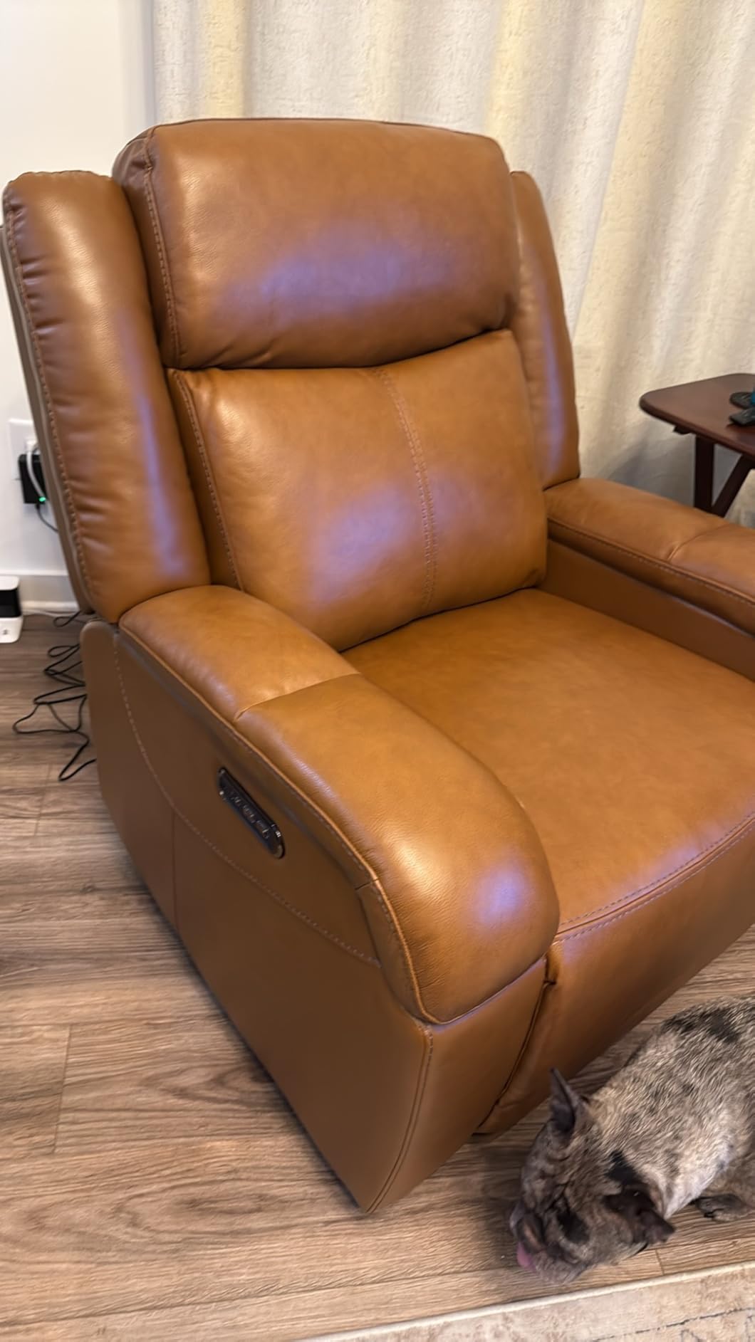 Watson & Whitely Genuine Leather Wall Hugger Power Recliner, Dark Brown customer photo 1