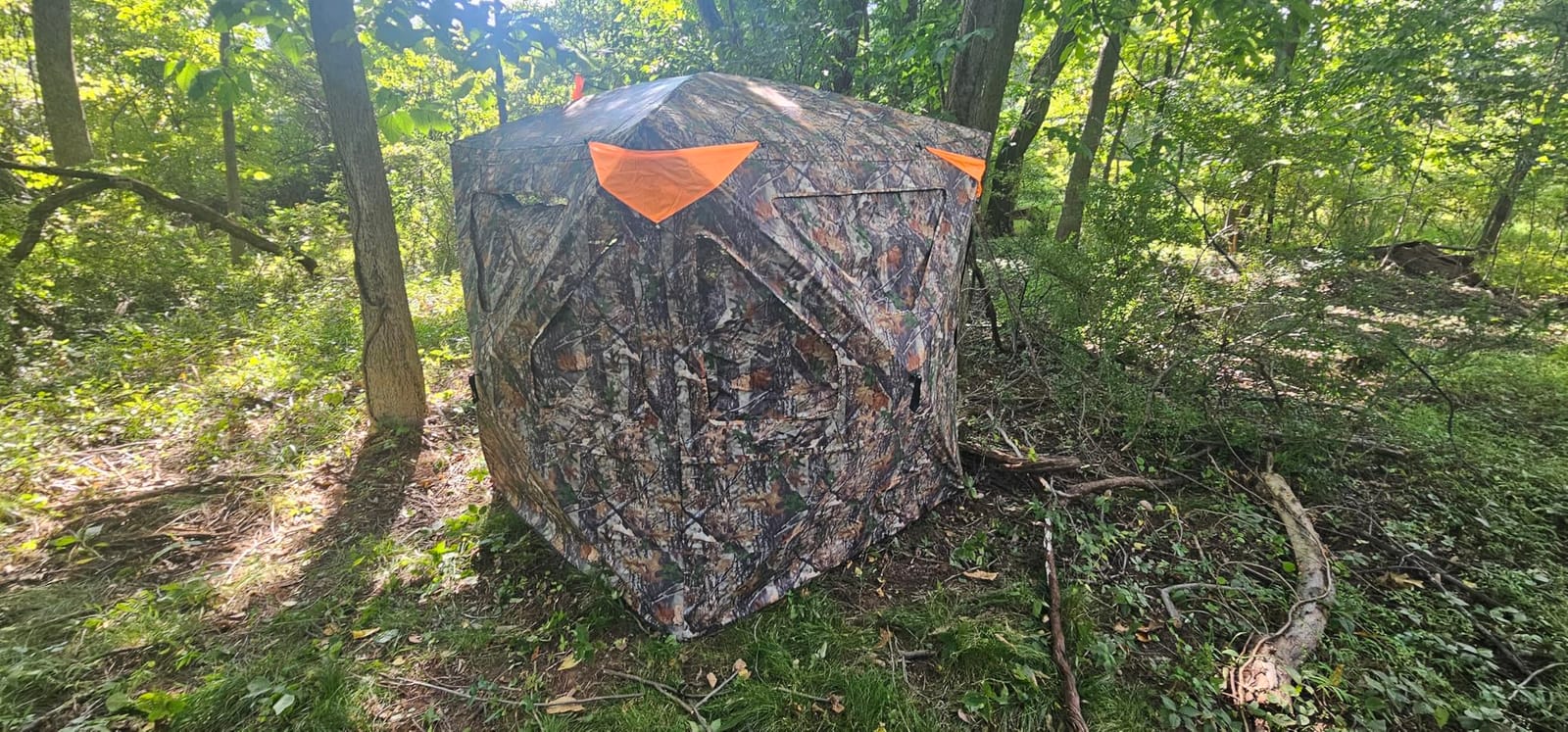 TIDEWE Hunting Blind 360 See Through, Pop Up Ground Blind with Large Door | Pop Up Tent with Large Door, Removable Curtain & Portable Carrying Bag, Quiet Sliding Windows for Deer Turkey Hunting customer photo 2