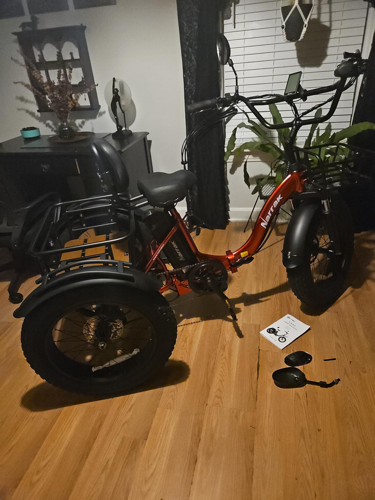 NARRAK Electric Tricycle for Adults,Fat Tire Folding Electric Trike,3 Wheels Electric Bicycle Bikes, Peak 1350W Step-Thru Etrike with Removable Battery and Large Basket customer photo 2
