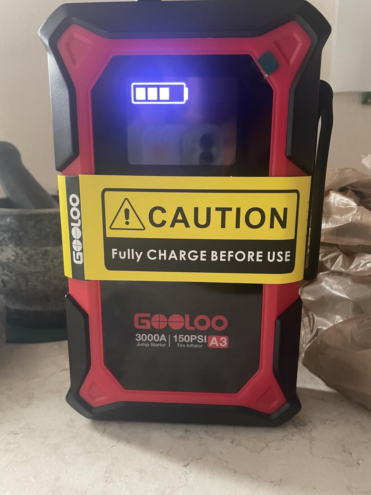 GOOLOO A3 12V 3000A Portable Jump Starter with Air Compressor | Supersafe Car Battery Booster Pack (9L Gas/6.5L Diesel) - BOOST for Dead Battery - 150 PSI Auto-Off Tire Inflator - LED Light customer photo 2