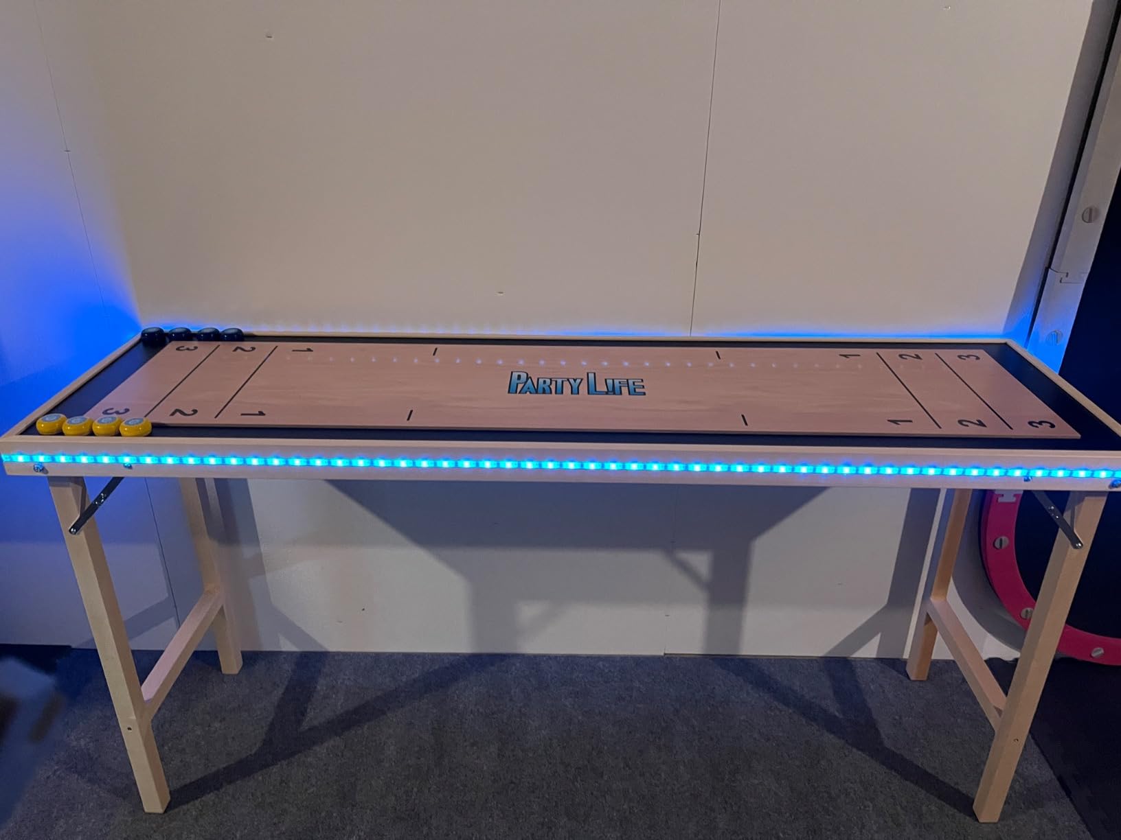 6-Foot Premium Shuffleboard Table w/Folding Legs, Pucks, and Optional LED Lights - Awesome Graphics - Choose Your Model customer photo 1
