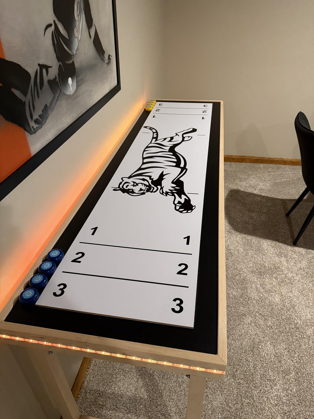 6-Foot Premium Shuffleboard Table w/Folding Legs, Pucks, and Optional LED Lights - Awesome Graphics - Choose Your Model customer photo 2