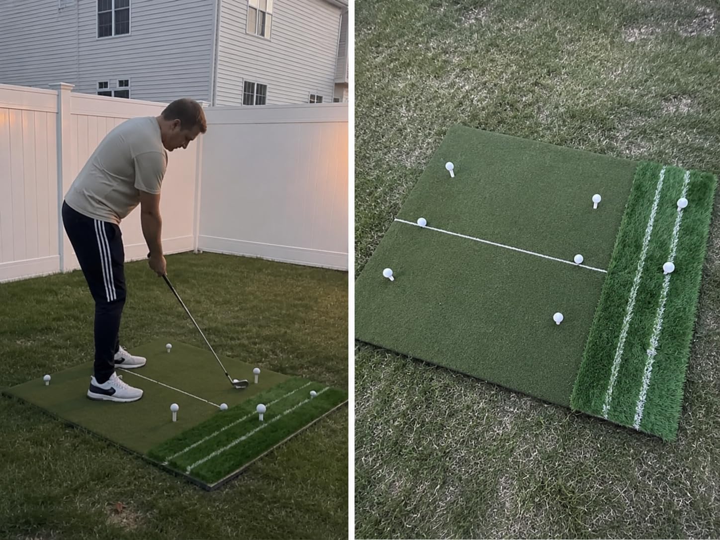 Premium Dual-Turf 5x4ft Golf Mat: 21MM to 50MM High-Elasticity Base Upgraded Golf Hitting Mat, Alignment & Angle of Approach Aid, Indoor/Outdoor Practice, Green, Ideal Gifts for Men Him Dad Husband customer photo 1