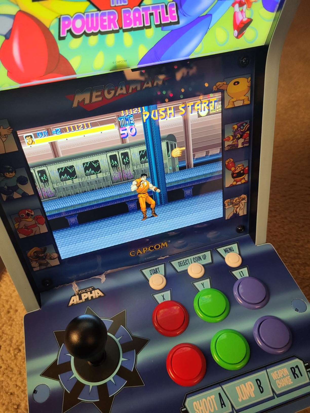 Evercade Alpha Mega Man Bartop Arcade - Pre-assembled unit with Competition-Grade Arcade Controls + 8