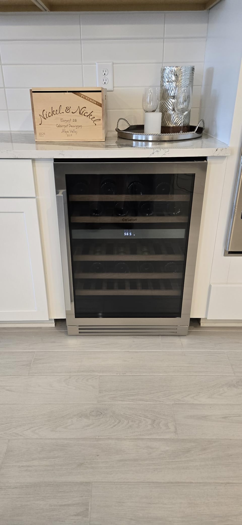 Ca'Lefort 24 Inch Wine Fridge, 61-Bottle Wine Cooler Refrigerator | 40-65F Control, Adjustable Shelves, Glass Door & 3-Color LED, Automatic Defrost, Built-In or Under Counter for Home Bar customer photo 1
