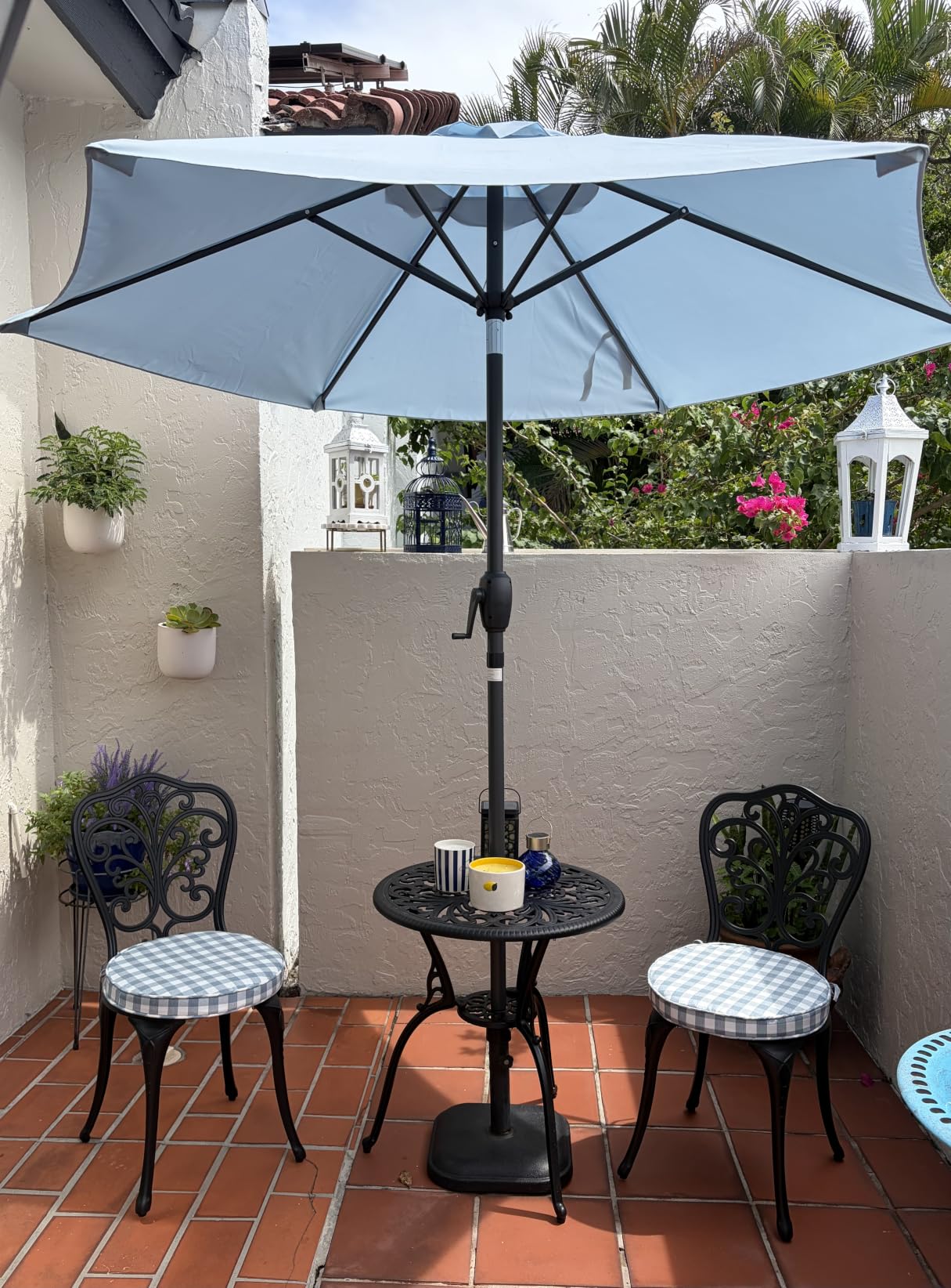 NUU GARDEN 3 Piece Bistro Set Outdoor, All Weather Cast Aluminum Patio Bistro Sets Patio Table and Chairs Set of 2 with Umbrella Hole for Yard and Balcony, Black, Butterfly Backrest customer photo 2