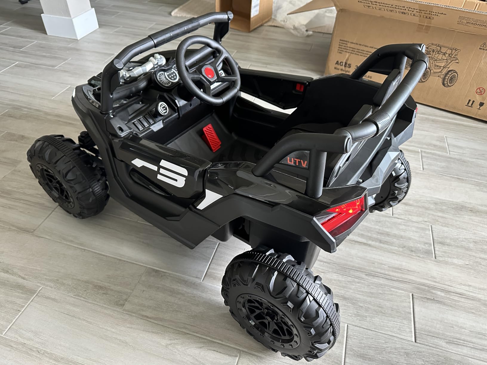 24V Ride On Car for Kids w/Remote Control, JOYRACER Battery Powered Off-Road UTV, 4x150W Motors, 4 Shock Absorbers, 4.5 Mph Max Speed, Bluetooth, MP3, Lights, Electric Car for Big Kids customer photo 2