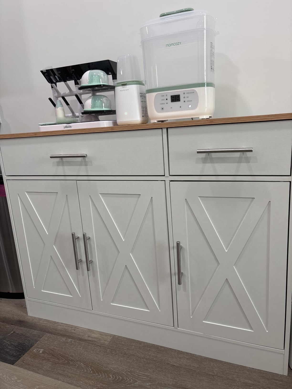 Shintenchi Modern Farmhouse Sideboard Buffet Cabinet with Storage with 3 Doors, 42