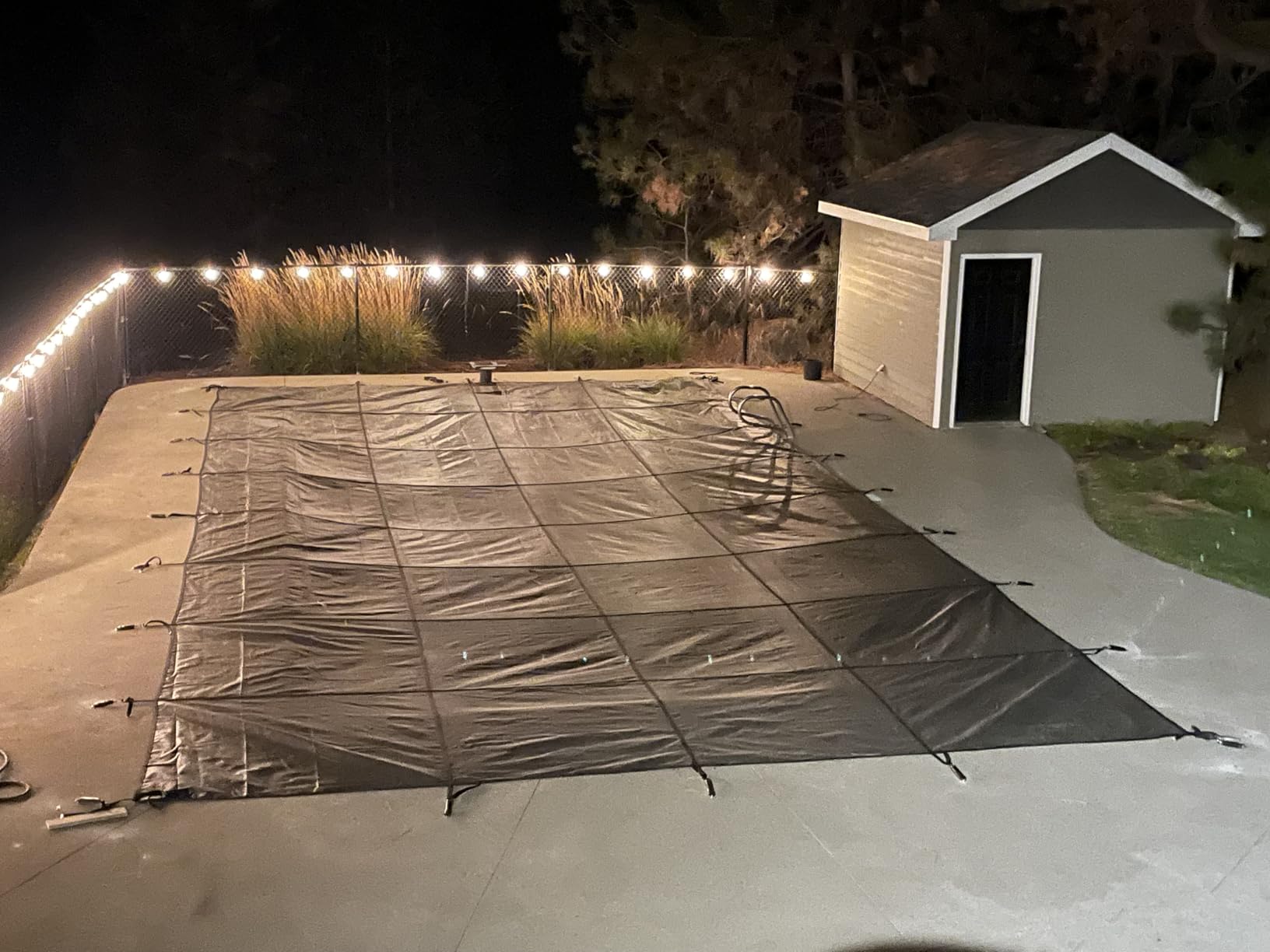 Superior 99% Shading Rate Inground Pool Safety Cover, Fits 16x32ft Rectangle Swimming Pool, Mesh Pool Cover for Inground Pools, Winter Inground Pool Cover with Safety Net and Installation Tools - Gray customer photo 1