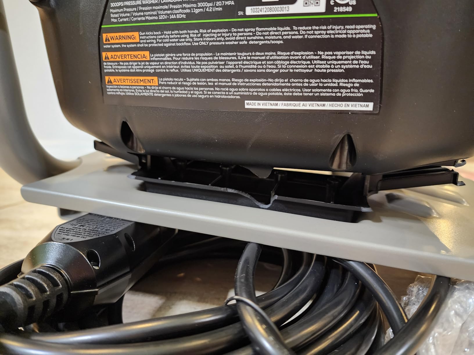 Greenworks 3000 PSI (2.0 GPM Max) Brushless Electric Pressure Washer customer photo 2