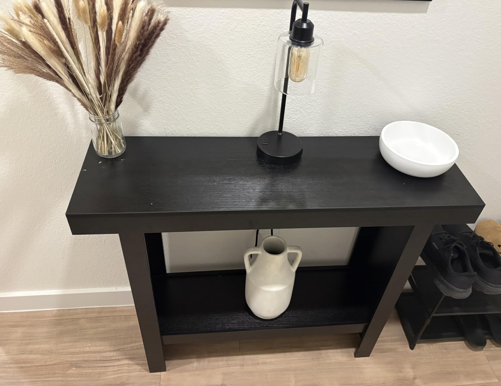 MAHANCRIS Console Table, 39.4'' Black Rectangular Entryway Table, Modern Console Table with Storage, Sofa Tables for Hallway, Foyer, Living Room, Easy Assembly, Black CTHB16801 customer photo 1