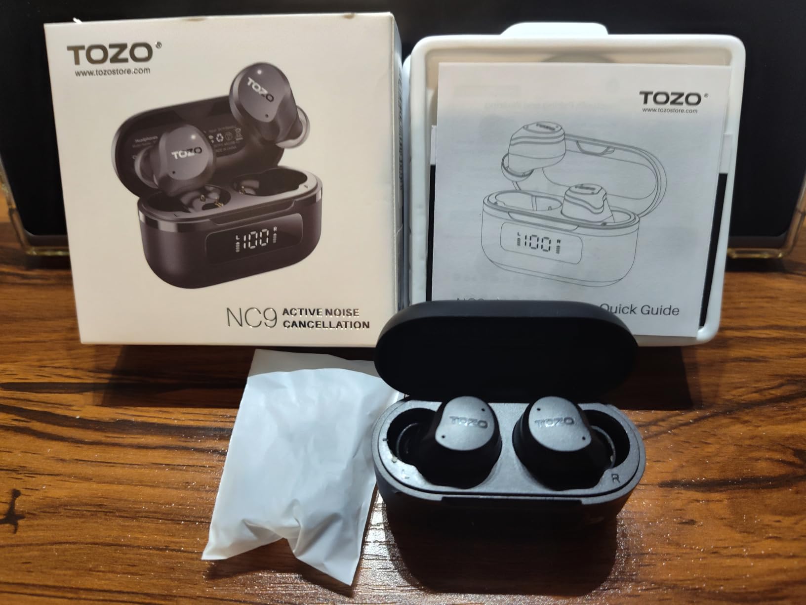 TOZO NC9 Hybrid Active Noise Cancelling Wireless Earbuds, 60H, LED Display | 6 Mic ENC Clear Calls, Deep Bass Sound, IPX8, in Ear Bluetooth 5.3 Headphones, 32 EQs via APP, Comfort Fit Ear Buds, Black customer photo 2