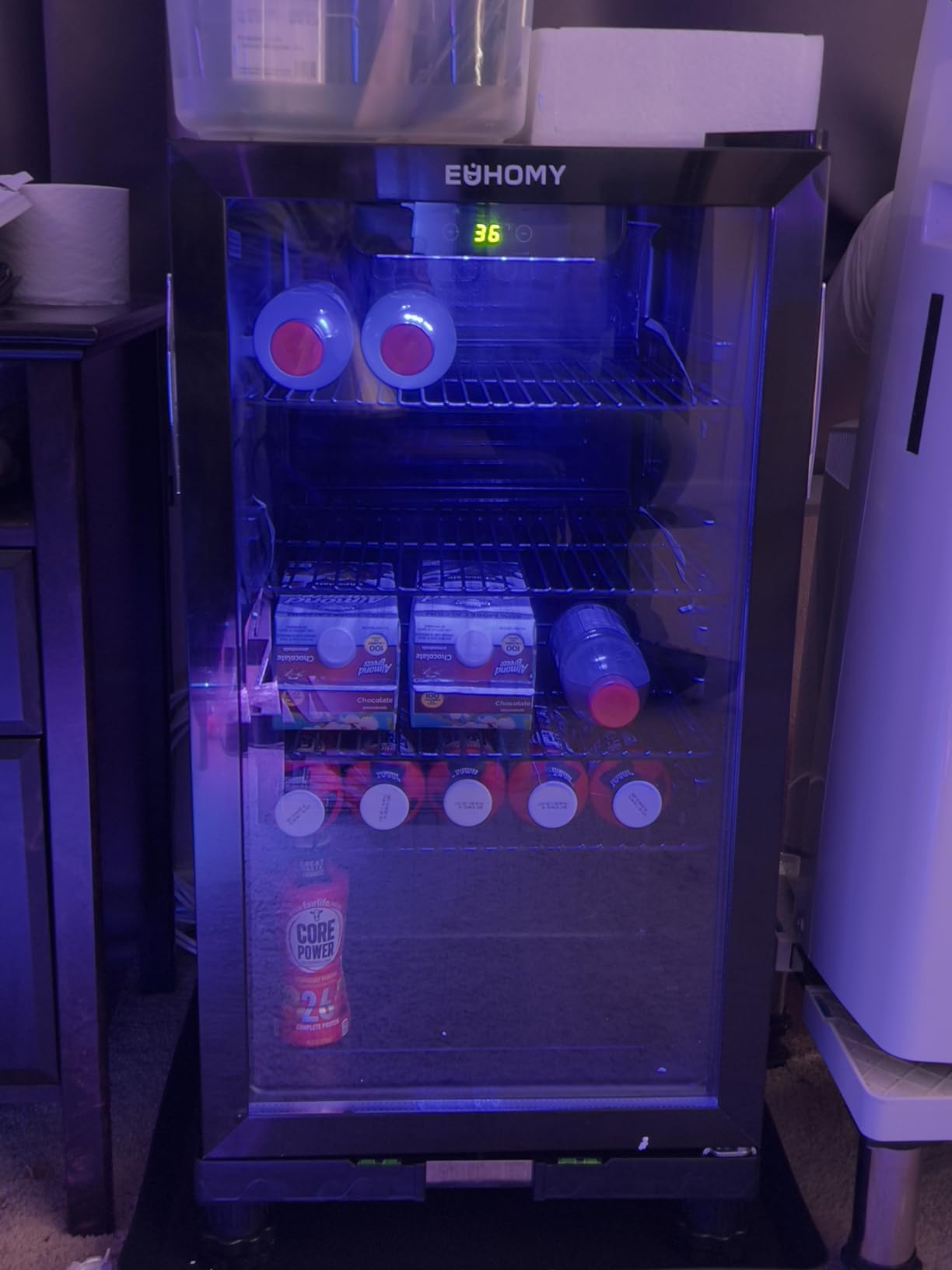EUHOMY 145 Can Mini Fridge, 4.5 Cu.ft Beverage Refrigerator with Glass Door | 32F to 61F, Compressor Cooling, Digital Temperature Control, Adjustable Shelves, LED Light, 40 dB, Home Office Bar Use customer photo 1