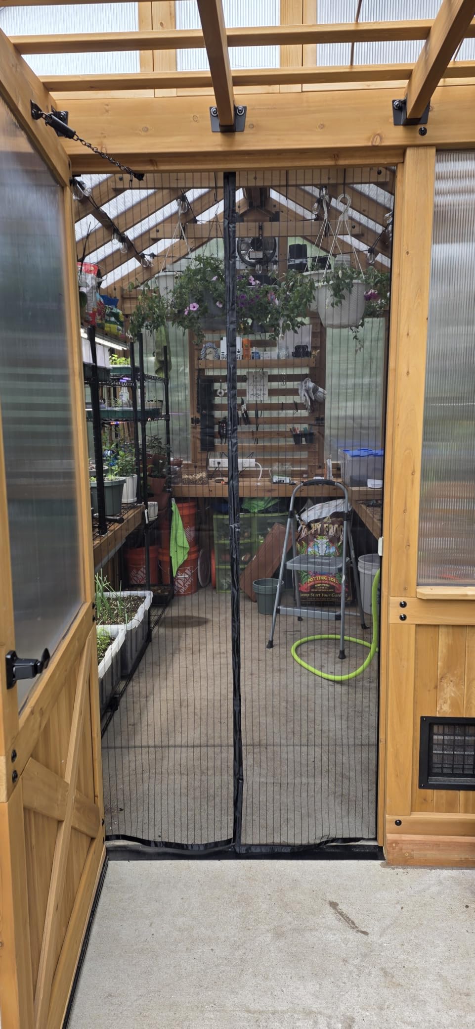 Backyard Discovery Bellerose 9' x 6' White Cedar Wood and Polycarbonate Walk-in Greenhouse Kit with Pergola, Exhaust Fan, Window, Hose Hook-Ups, PowerPort, Staging Shelves for Outdoor Gardening customer photo 1