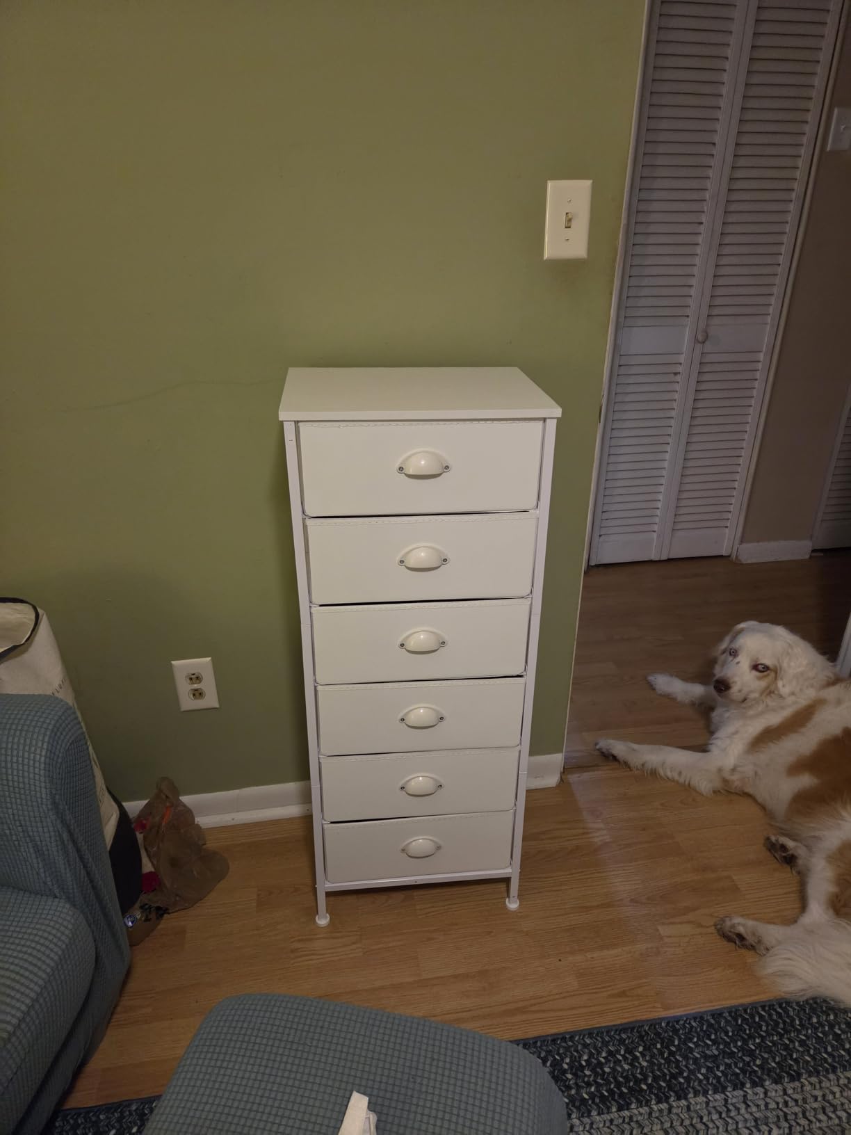 White Tall Dresser for Bedroom, Chest of Drawer with Fabric Drawer | Tall Skinny Dresser with 7 Drawers, Metal Frame, Wooden Top, Dorm Vertical Closet, Bedside Furniture in Living Room customer photo 2