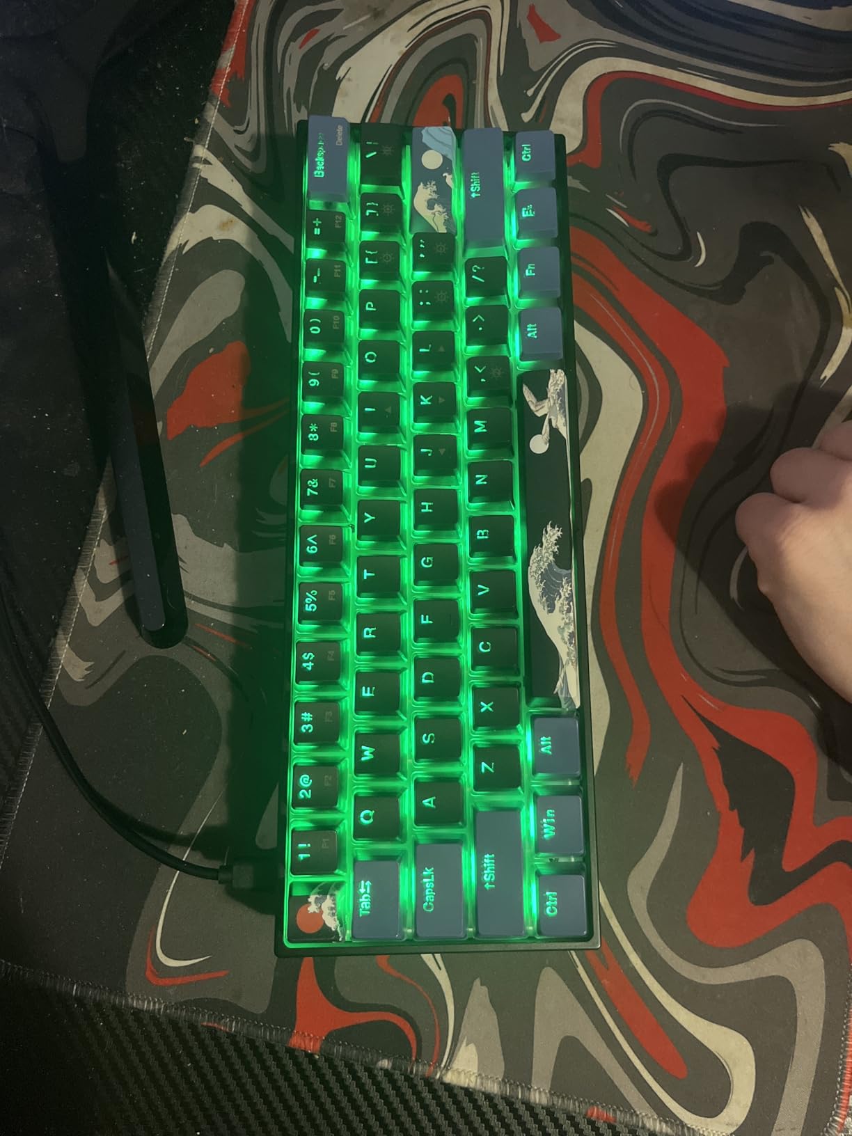 Womier 60% Percent Keyboard Gaming, Creamy Mechanical Wired Keyboard Anime, Hot-Swappable RGB Keyboard with PBT Keycaps for Windows PC Gamers - POM Linear Red Switch Black Kanagawa, WK61 PRO customer photo 1