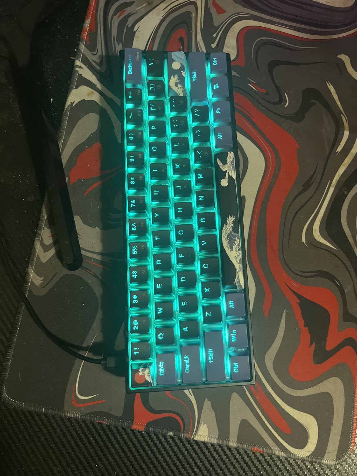 Womier 60% Percent Keyboard Gaming, Creamy Mechanical Wired Keyboard Anime, Hot-Swappable RGB Keyboard with PBT Keycaps for Windows PC Gamers - POM Linear Red Switch Black Kanagawa, WK61 PRO customer photo 2