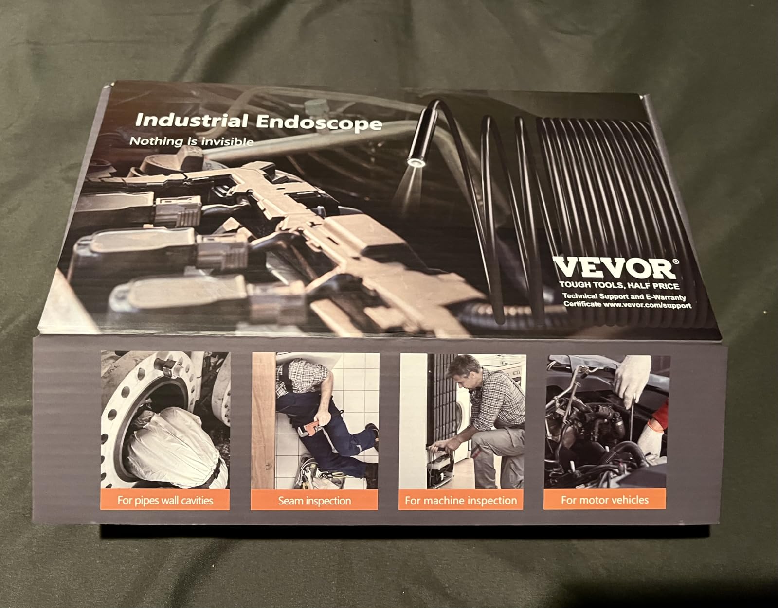 VEVOR Endoscope Camera with Light, Dual Lens Industrial Borescope, 4.3