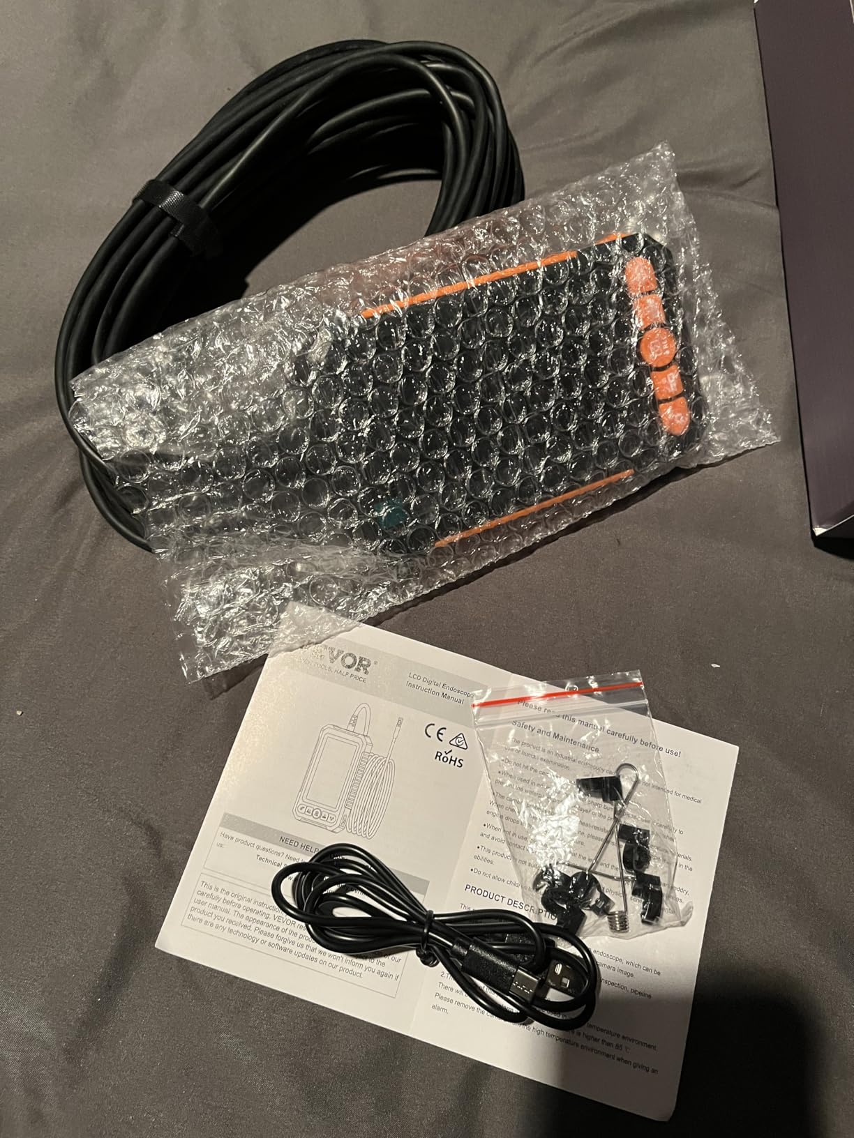 VEVOR Endoscope Camera with Light, Dual Lens Industrial Borescope, 4.3