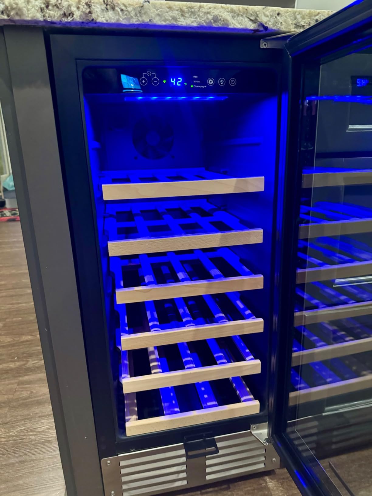 BODEGA 24 Inch Dual Zone Wine Cooler - 46 Bottle - Dual Zone Built-in or Freestanding Fridge with Stainless Steel Handle for Home, Kitchen, bar or Office. customer photo 2