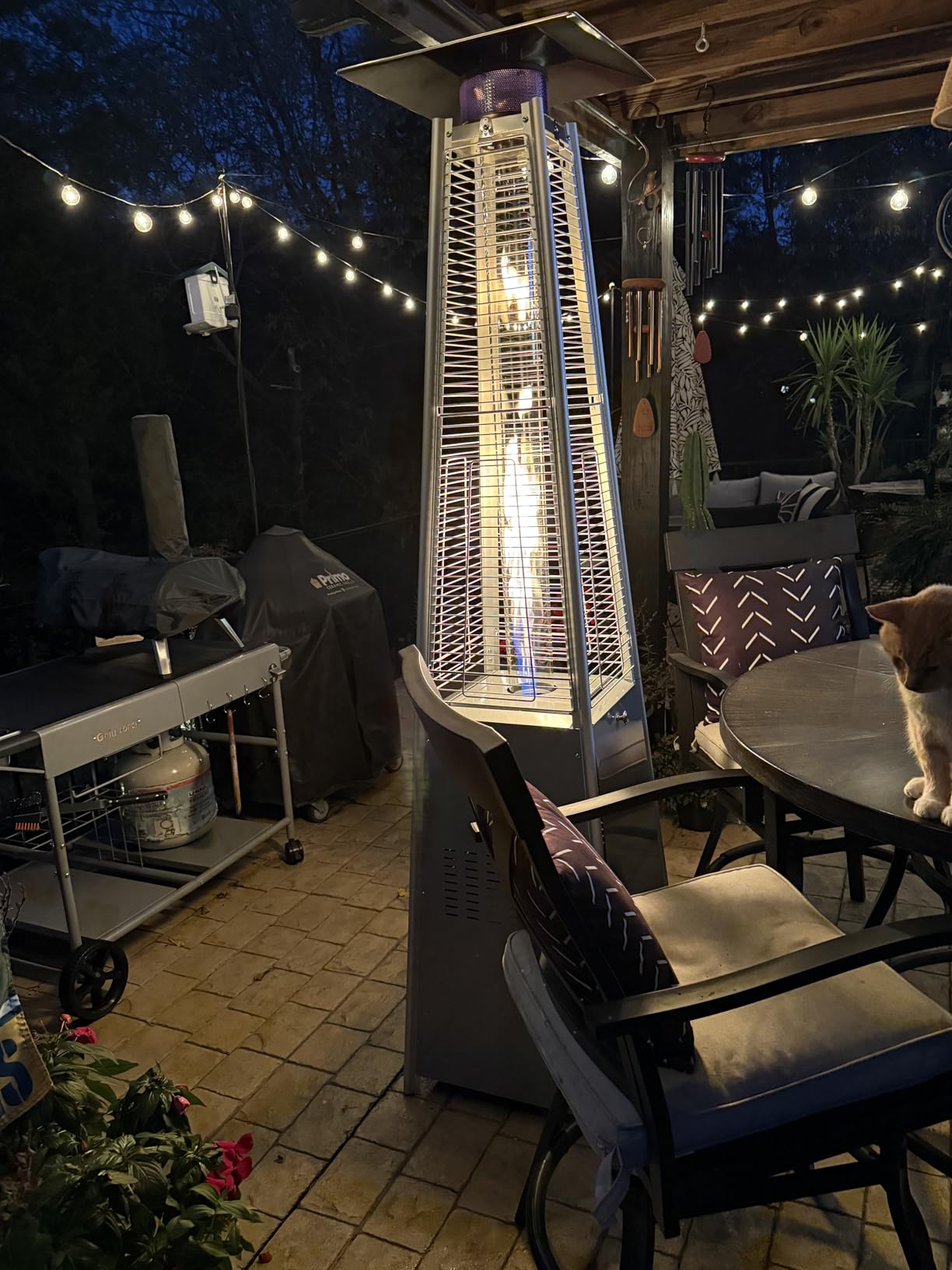 VEVOR Patio Heater for Outdoor Use, 48000BTU Pyramid Propane Heater w/Wheels, Quartz Glass Tube Outdoor Patio Flame Heater for Patio, Party, Backyard, Garden, Decoration, Silver customer photo 2