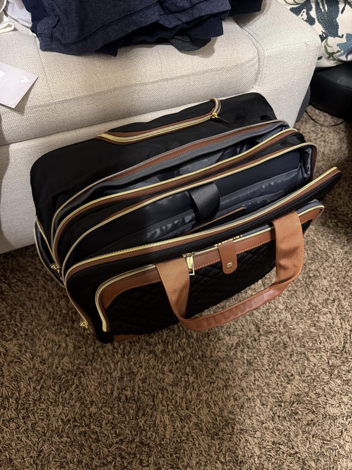 Arcoyard Rolling Laptop Bag, Rolling Briefcase for Women with Waterproof Pocket, 17 Inch Computer Bag, Underseat Carry On Luggage with Wheels for Work Travel Business, Lightweight Beige Brown customer photo 2
