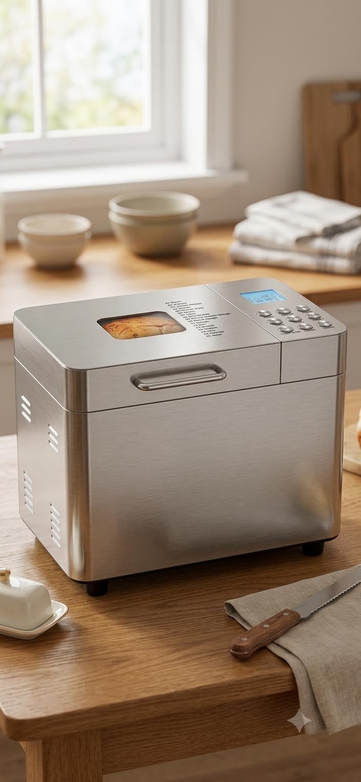 2LB Bread Maker, 17 in 1 Automatic Stainless Steel Bread Machine | Non-stick, Beginner-Friendly Controls, 15 Hour Timer, Easy to Clean Low Noise, High Success Rate for Homemade, LCD Display customer photo 2