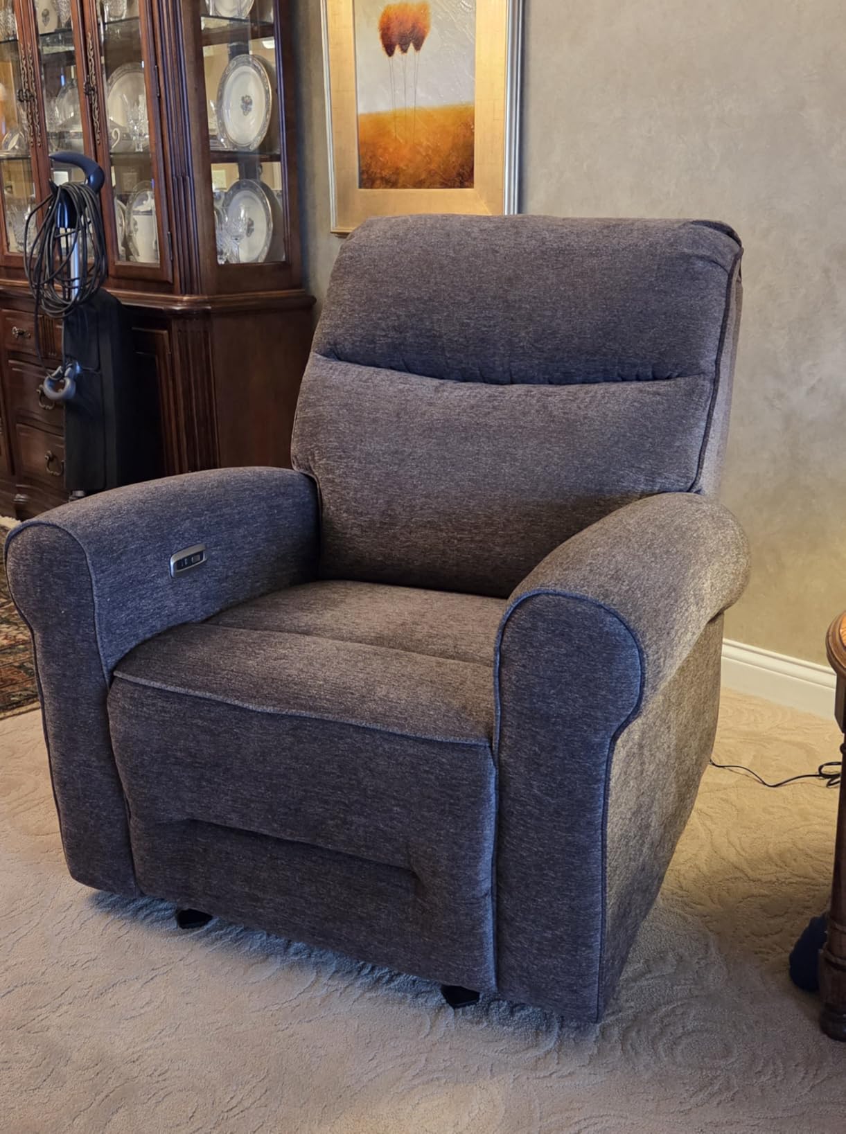MCombo Wall Hugger Power Recliner Chair, Extra Wide 24 Inch Seat, PR630 | 1.4 inch Wall Clearance for Small Spaces, USB/Type-C Ports, Pet-friendly Fabric (Dark Brown), Rolled Arm, Easy Tool-Free Assembly customer photo 1