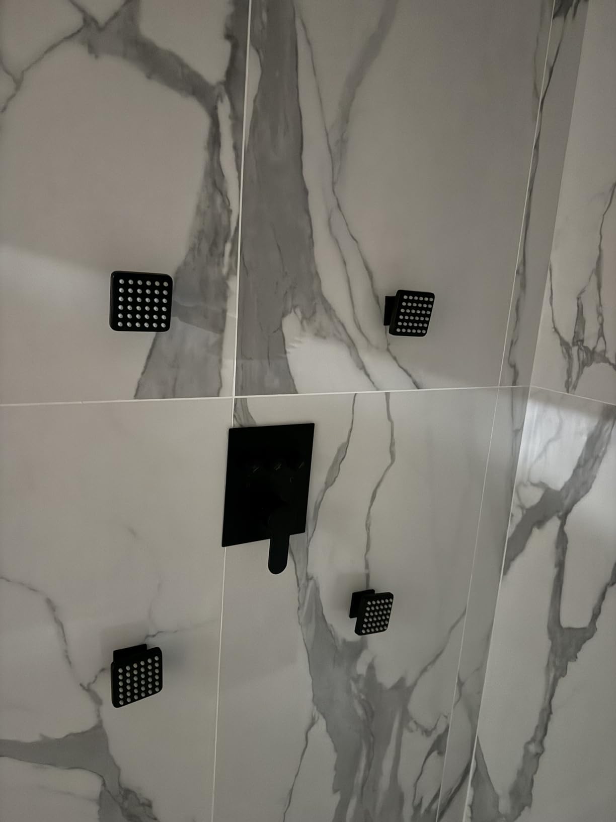 Shower System with Body Jets Matte Black, STARBATH 4 Way 12+6